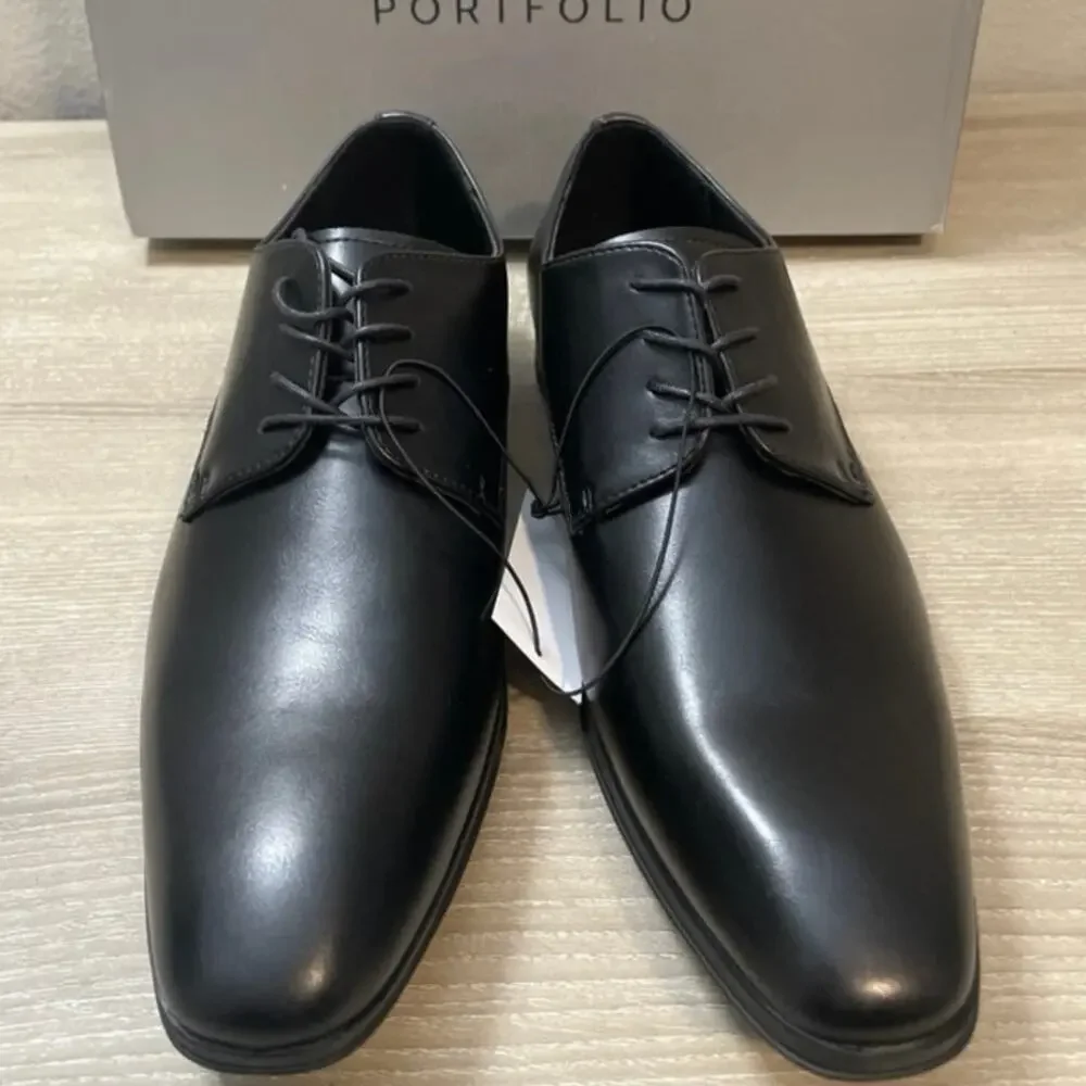 Perry Ellis Men's Lace-up Leather Dress Shoes, Black